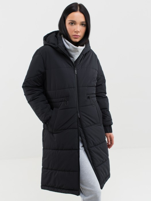 Čierny vatovaný zimní kabát BRANTE 906